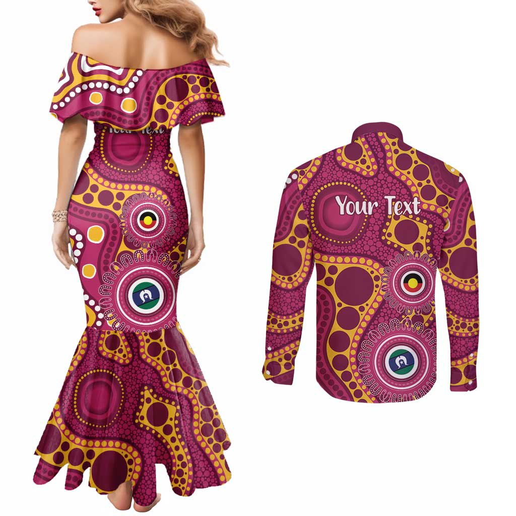 Broncos NAIDOC Week 2026 Personalised Couples Matching Mermaid Dress and Long Sleeve Button Shirt 50 Years of Deadly Aboriginal Art