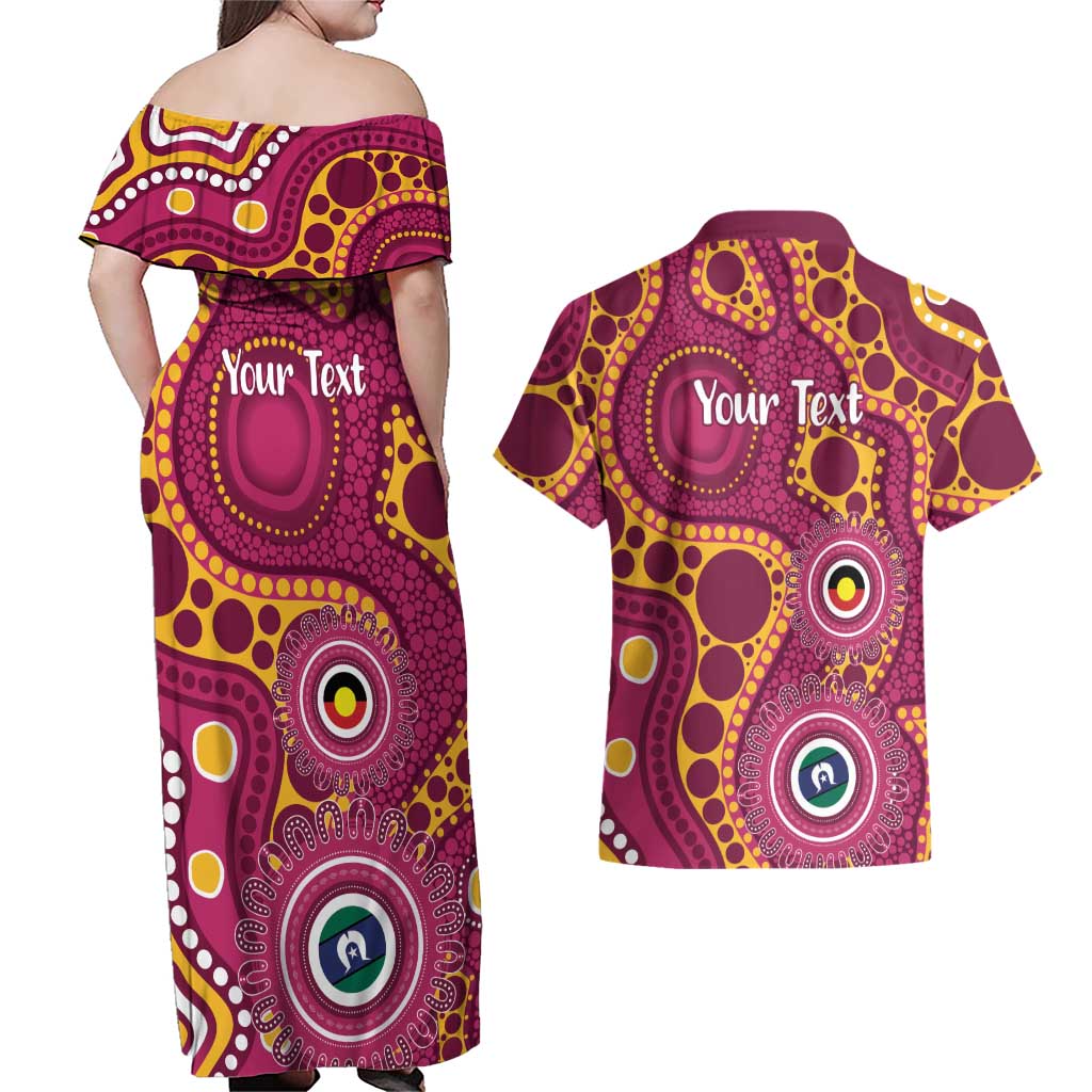 Broncos NAIDOC Week 2026 Personalised Couples Matching Off Shoulder Maxi Dress and Hawaiian Shirt 50 Years of Deadly Aboriginal Art