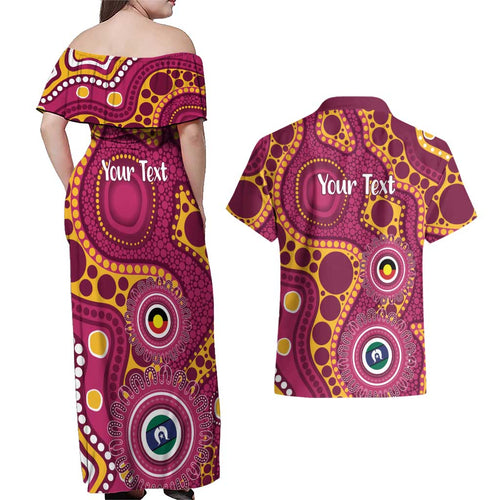 Broncos NAIDOC Week 2026 Personalised Couples Matching Off Shoulder Maxi Dress and Hawaiian Shirt 50 Years of Deadly Aboriginal Art