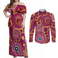 Broncos NAIDOC Week 2026 Personalised Couples Matching Off Shoulder Maxi Dress and Long Sleeve Button Shirt 50 Years of Deadly Aboriginal Art