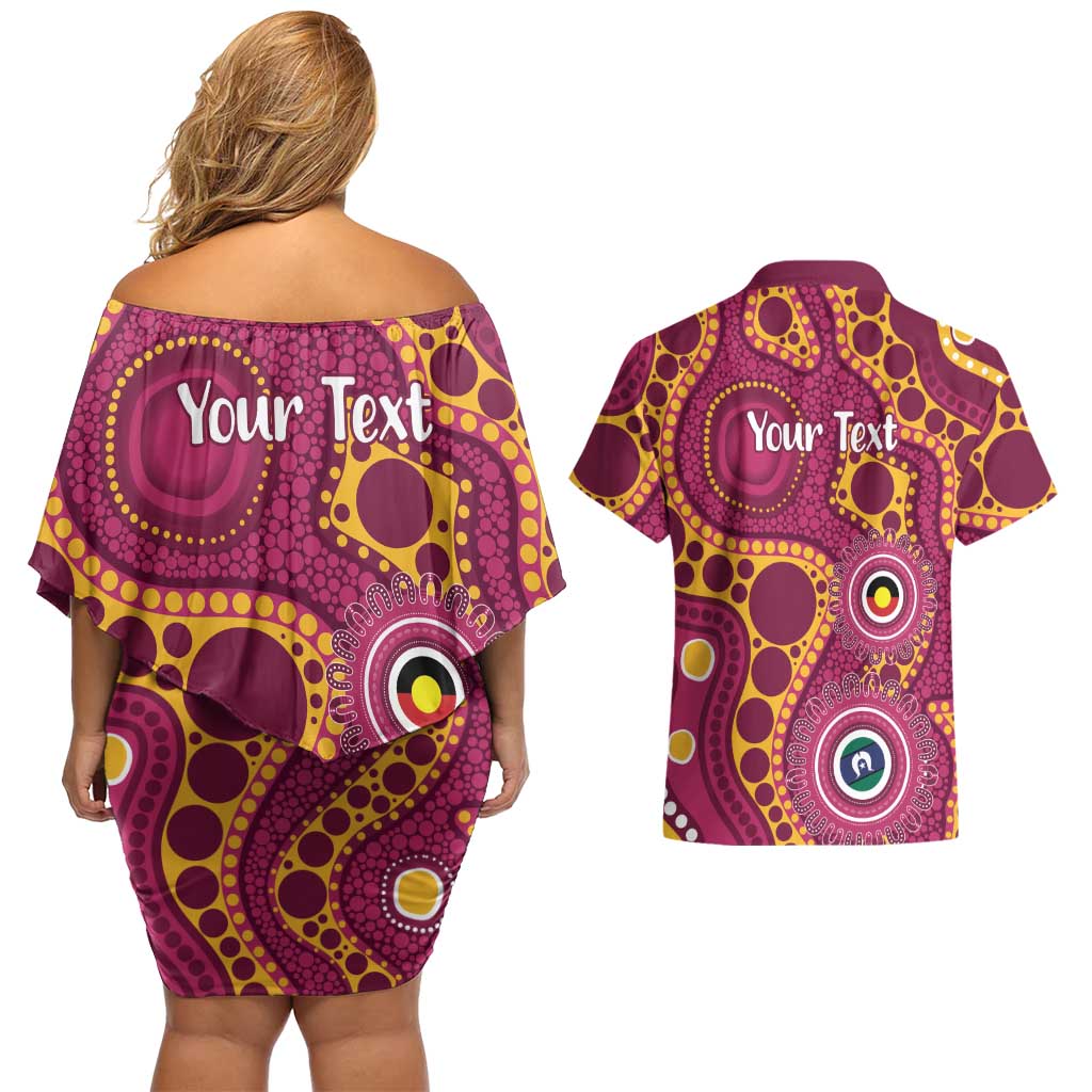 Broncos NAIDOC Week 2026 Personalised Couples Matching Off Shoulder Short Dress and Hawaiian Shirt 50 Years of Deadly Aboriginal Art