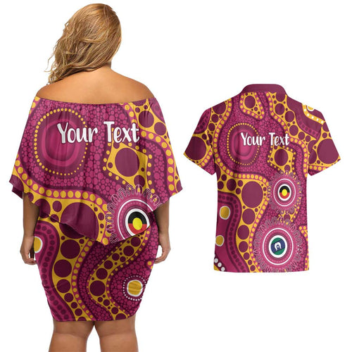 Broncos NAIDOC Week 2026 Personalised Couples Matching Off Shoulder Short Dress and Hawaiian Shirt 50 Years of Deadly Aboriginal Art