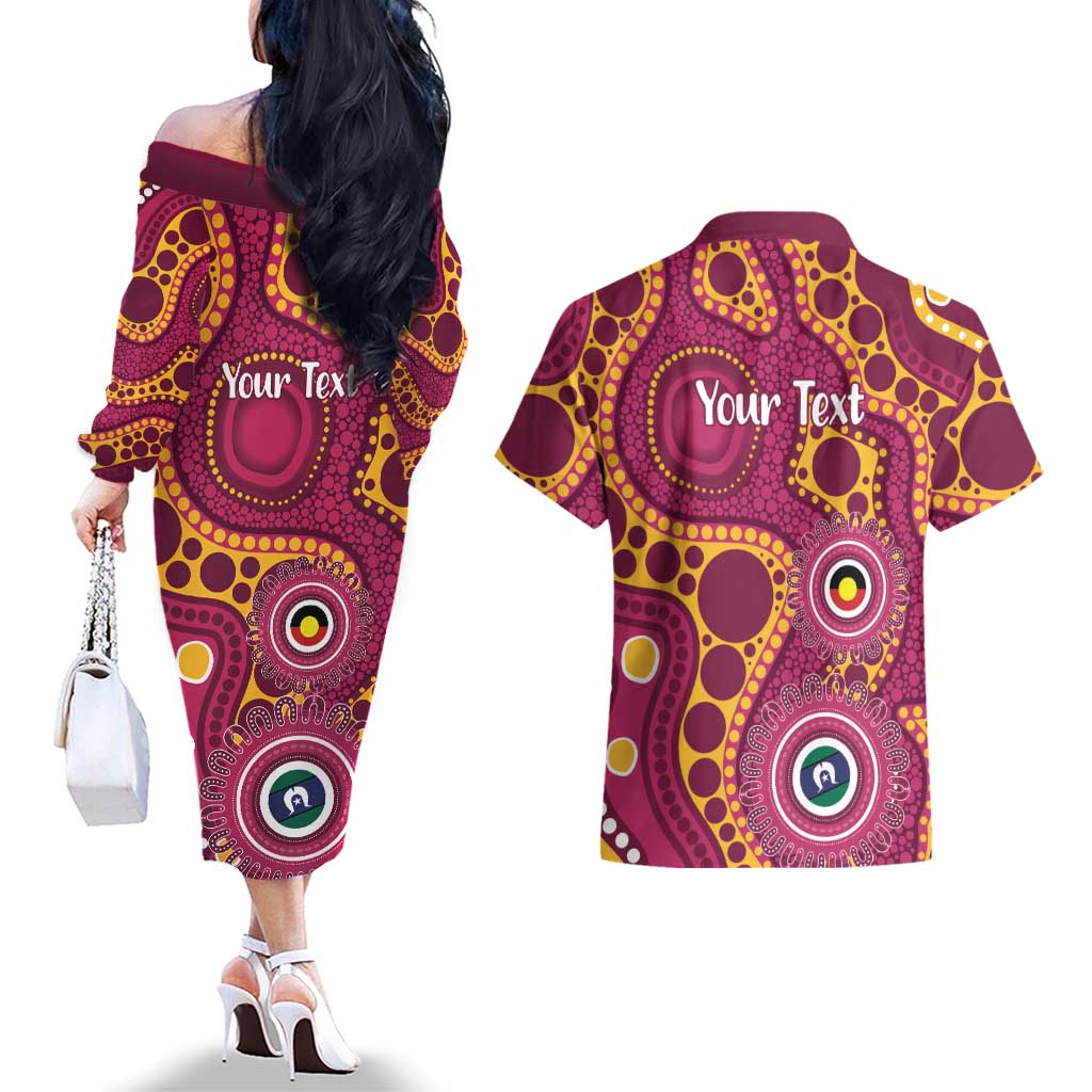 Broncos NAIDOC Week 2026 Personalised Couples Matching Off The Shoulder Long Sleeve Dress and Hawaiian Shirt 50 Years of Deadly Aboriginal Art