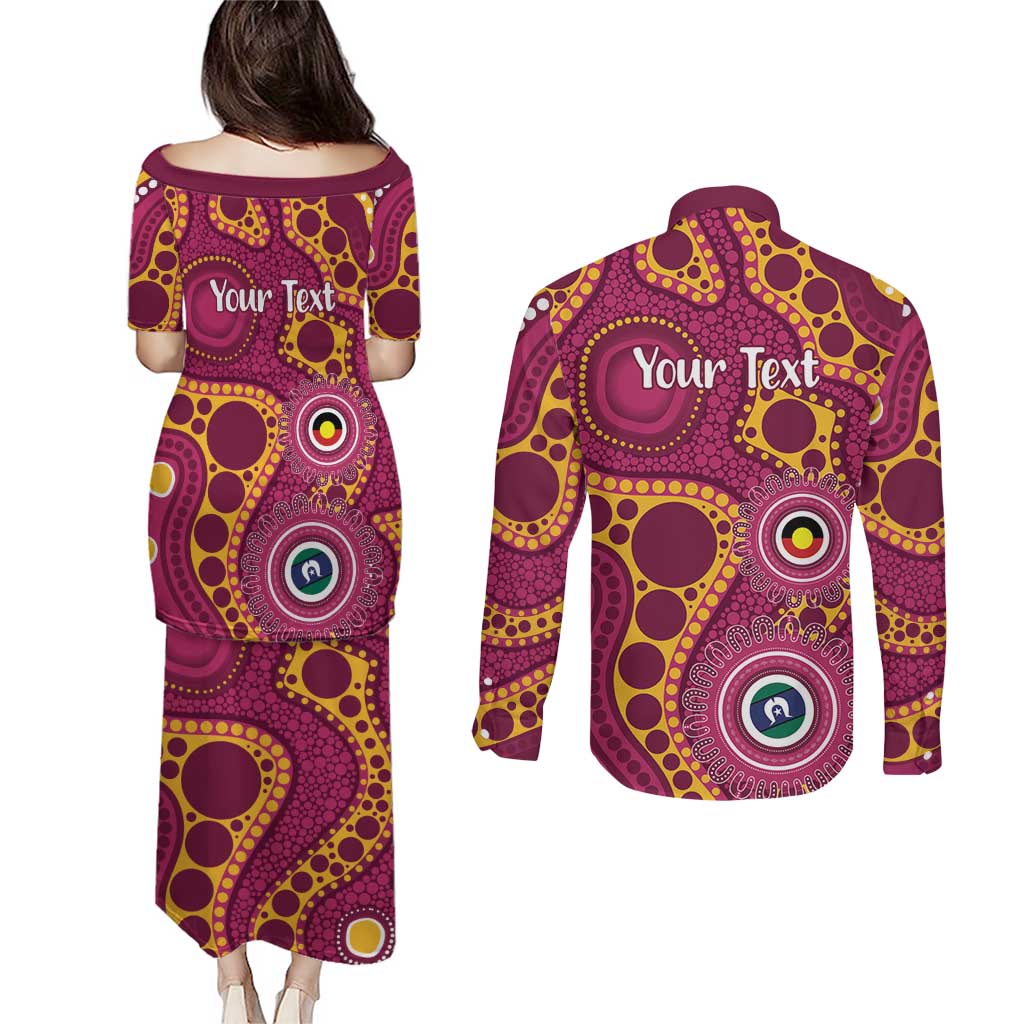 Broncos NAIDOC Week 2026 Personalised Couples Matching Puletasi and Long Sleeve Button Shirt 50 Years of Deadly Aboriginal Art