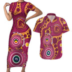 Broncos NAIDOC Week 2026 Personalised Couples Matching Short Sleeve Bodycon Dress and Hawaiian Shirt 50 Years of Deadly Aboriginal Art