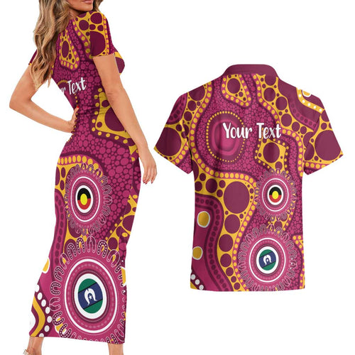 Broncos NAIDOC Week 2026 Personalised Couples Matching Short Sleeve Bodycon Dress and Hawaiian Shirt 50 Years of Deadly Aboriginal Art