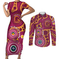 Broncos NAIDOC Week 2026 Personalised Couples Matching Short Sleeve Bodycon Dress and Long Sleeve Button Shirt 50 Years of Deadly Aboriginal Art