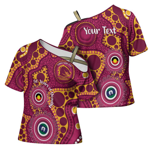 Broncos NAIDOC Week 2026 Personalised Cross Shoulder Shirt 50 Years of Deadly Aboriginal Art