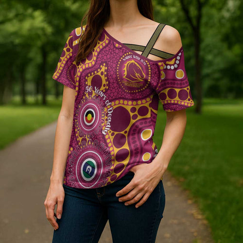 Broncos NAIDOC Week 2026 Personalised Cross Shoulder Shirt 50 Years of Deadly Aboriginal Art