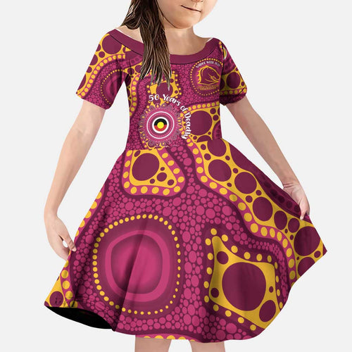 Broncos NAIDOC Week 2026 Personalised Family Matching Off The Shoulder Long Sleeve Dress and Hawaiian Shirt 50 Years of Deadly Aboriginal Art