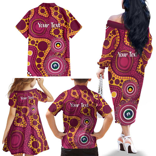 Broncos NAIDOC Week 2026 Personalised Family Matching Off The Shoulder Long Sleeve Dress and Hawaiian Shirt 50 Years of Deadly Aboriginal Art