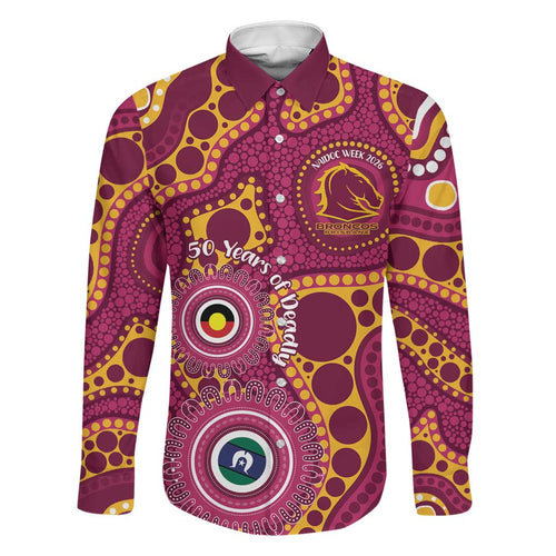 Broncos NAIDOC Week 2026 Personalised Family Matching Off Shoulder Maxi Dress and Hawaiian Shirt 50 Years of Deadly Aboriginal Art