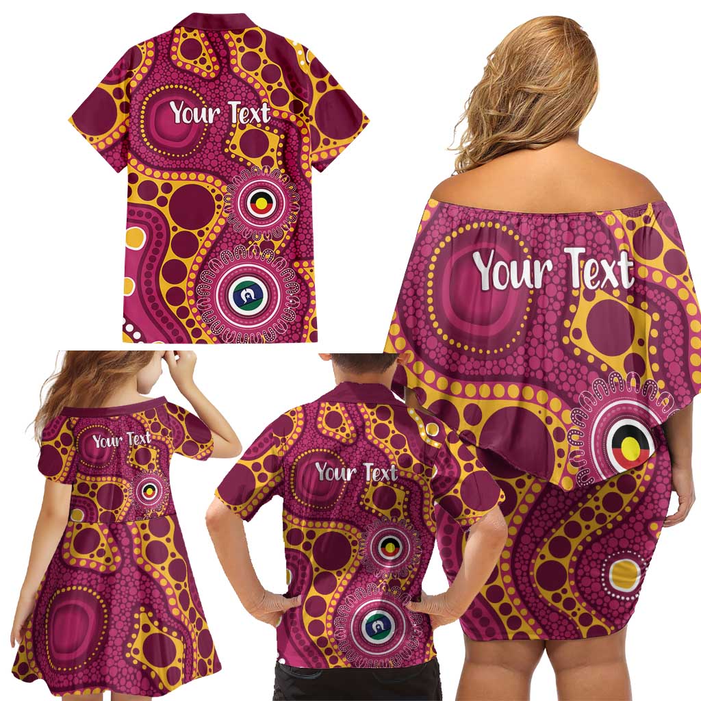 Broncos NAIDOC Week 2026 Personalised Family Matching Off Shoulder Short Dress and Hawaiian Shirt 50 Years of Deadly Aboriginal Art