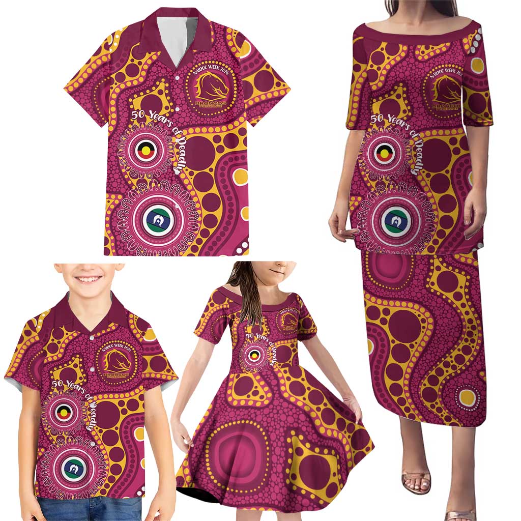 Broncos NAIDOC Week 2026 Personalised Family Matching Puletasi and Hawaiian Shirt 50 Years of Deadly Aboriginal Art