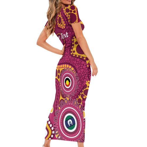 Broncos NAIDOC Week 2026 Personalised Family Matching Short Sleeve Bodycon Dress and Hawaiian Shirt 50 Years of Deadly Aboriginal Art