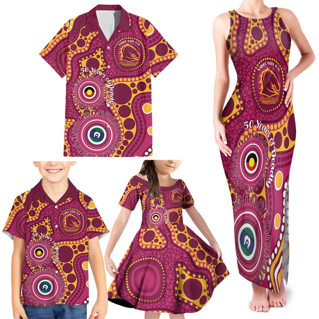 Broncos NAIDOC Week 2026 Personalised Family Matching Tank Maxi Dress and Hawaiian Shirt 50 Years of Deadly Aboriginal Art
