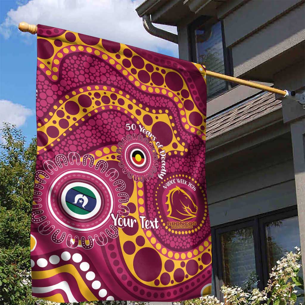 Broncos NAIDOC Week 2026 Personalised Garden Flag 50 Years of Deadly Aboriginal Art
