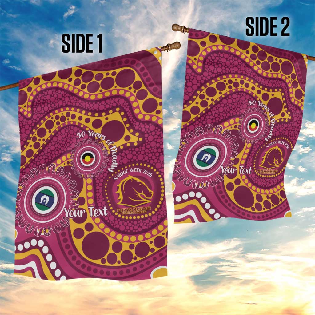 Broncos NAIDOC Week 2026 Personalised Garden Flag 50 Years of Deadly Aboriginal Art