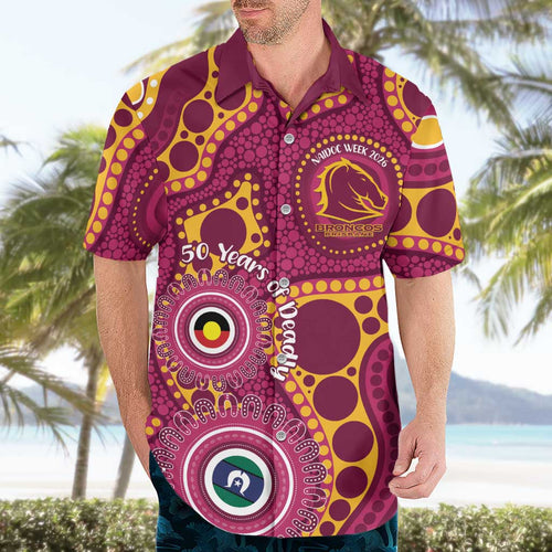 Broncos NAIDOC Week 2026 Personalised Hawaiian Shirt 50 Years of Deadly Aboriginal Art