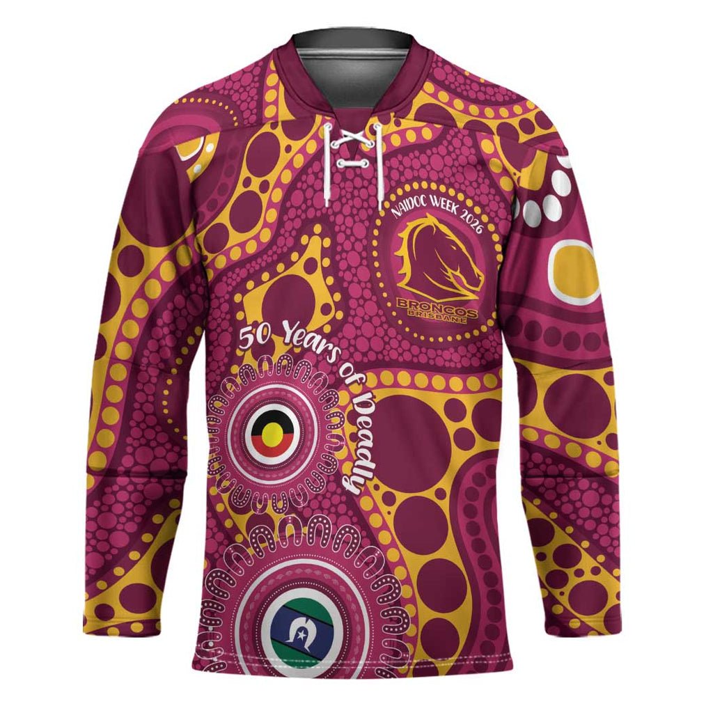 Broncos NAIDOC Week 2026 Personalised Hockey Jersey 50 Years of Deadly Aboriginal Art