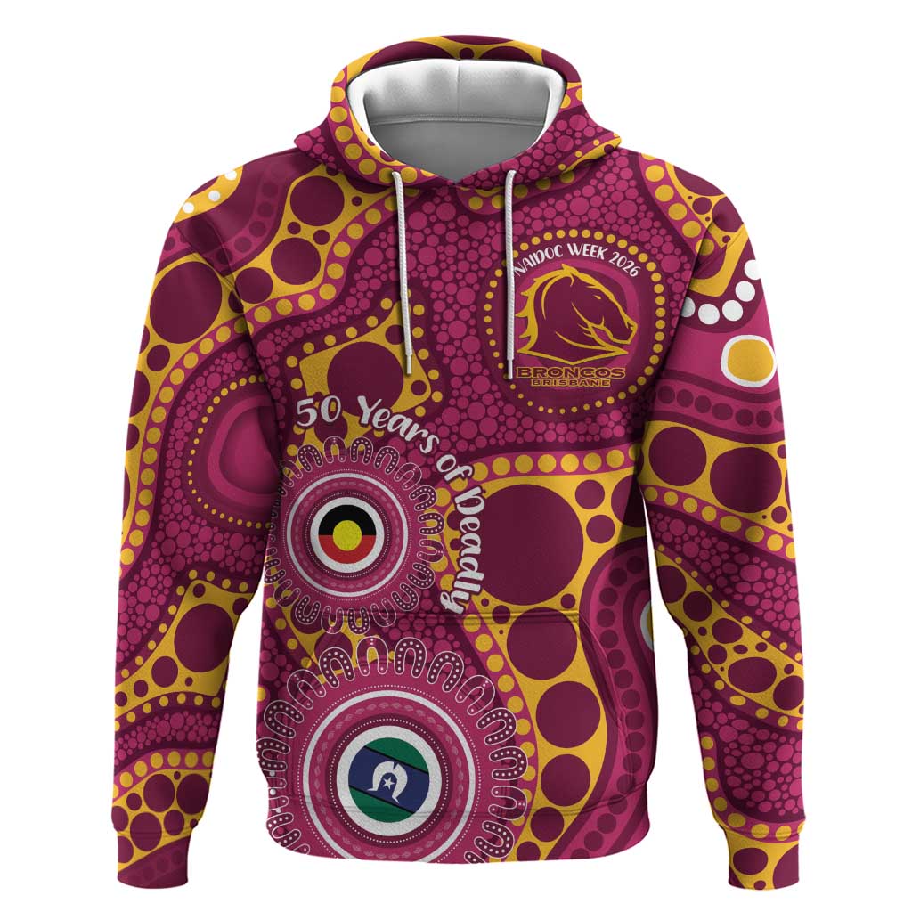 Broncos NAIDOC Week 2026 Personalised Hoodie 50 Years of Deadly Aboriginal Art