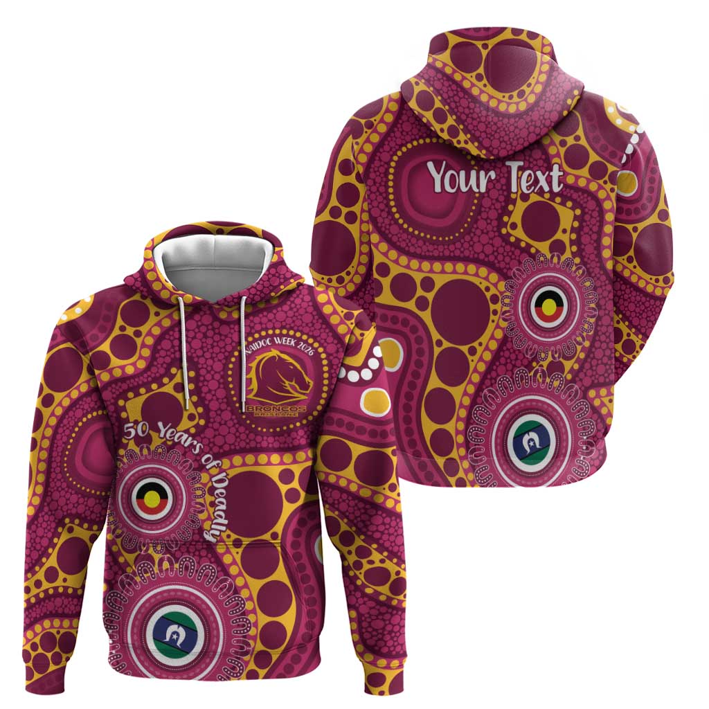 Broncos NAIDOC Week 2026 Personalised Hoodie 50 Years of Deadly Aboriginal Art