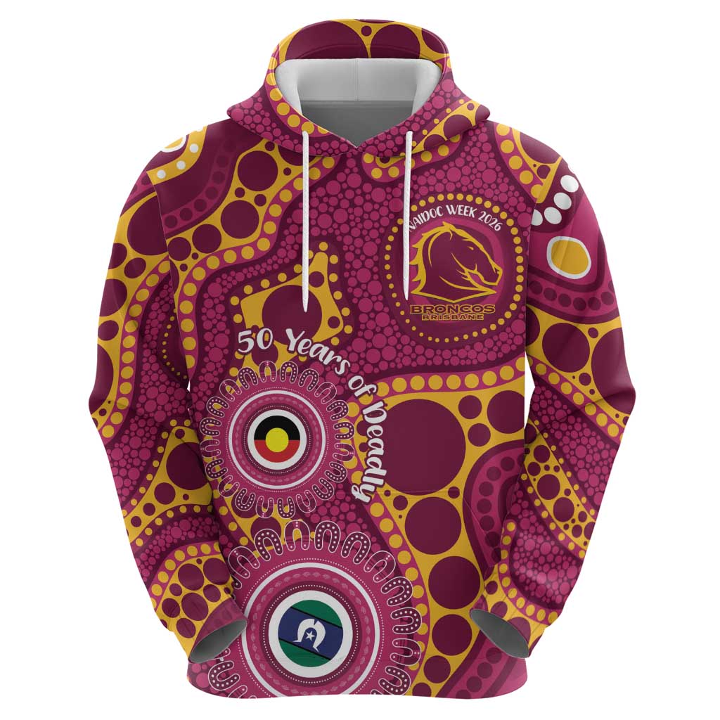 Broncos NAIDOC Week 2026 Personalised Hoodie 50 Years of Deadly Aboriginal Art