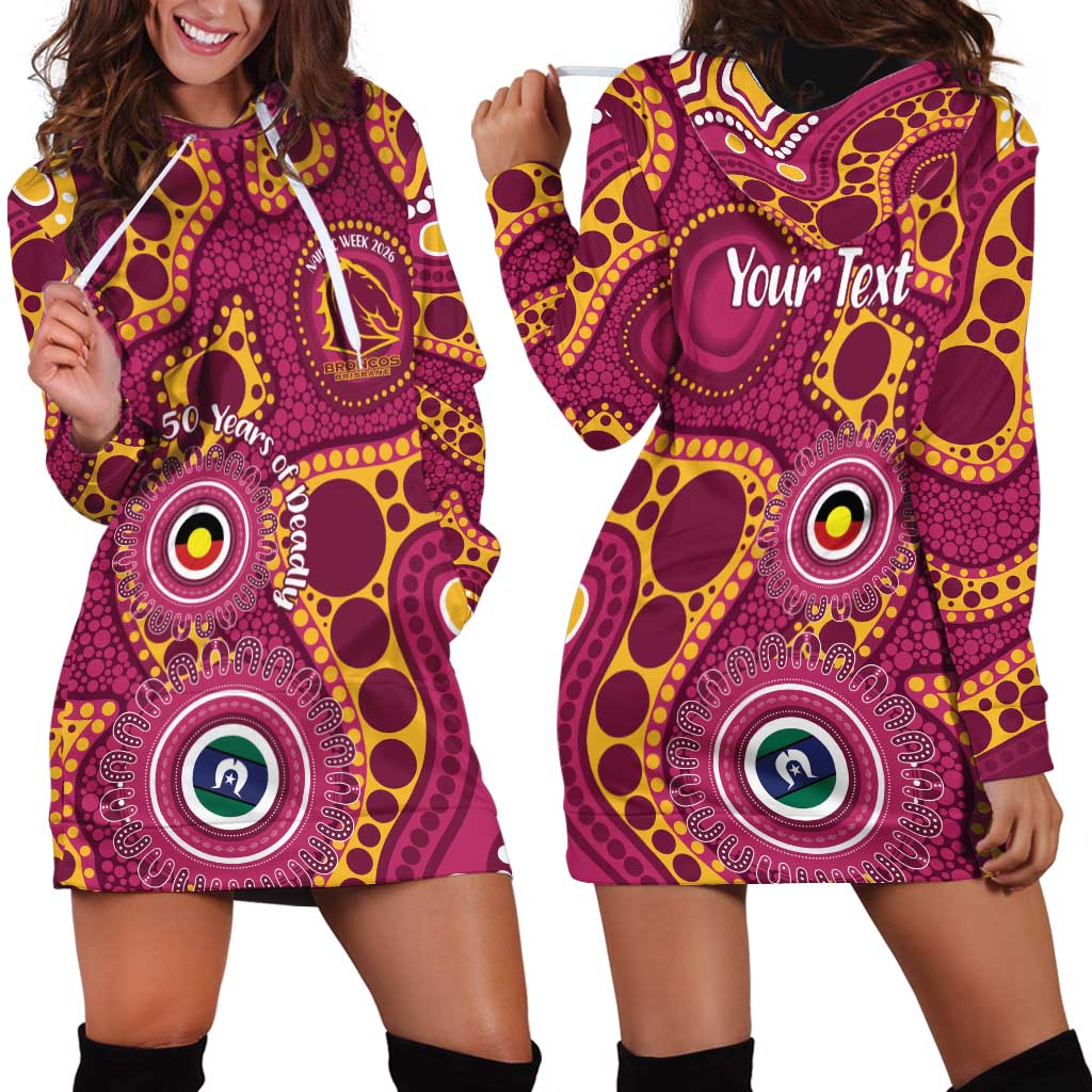 Broncos NAIDOC Week 2026 Personalised Hoodie Dress 50 Years of Deadly Aboriginal Art