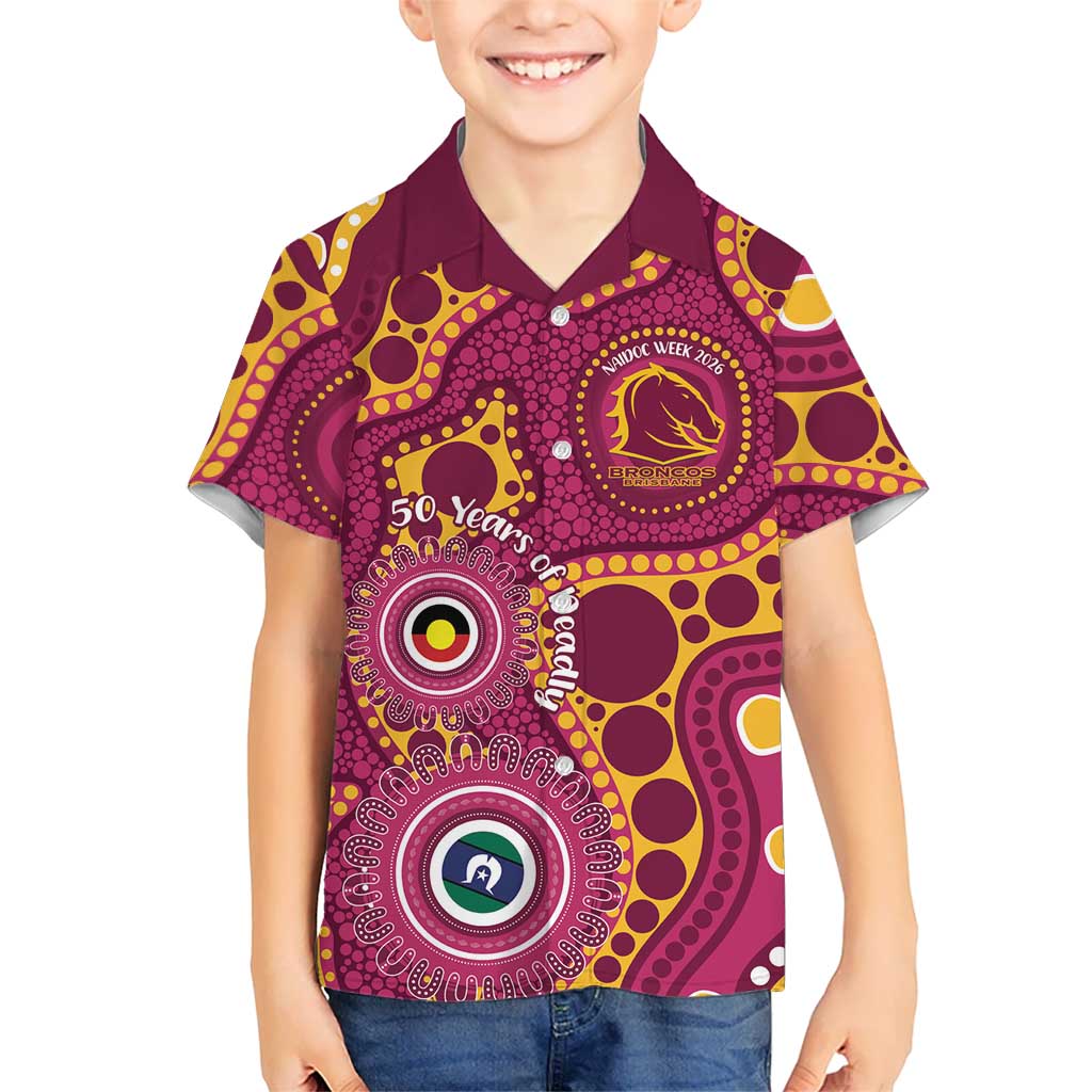 Broncos NAIDOC Week 2026 Personalised Kid Hawaiian Shirt 50 Years of Deadly Aboriginal Art
