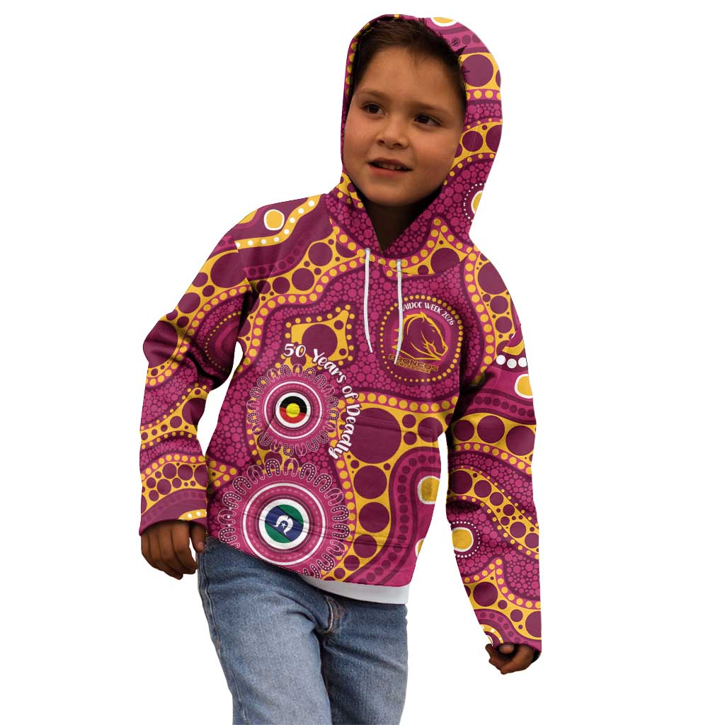 Broncos NAIDOC Week 2026 Personalised Kid Hoodie 50 Years of Deadly Aboriginal Art