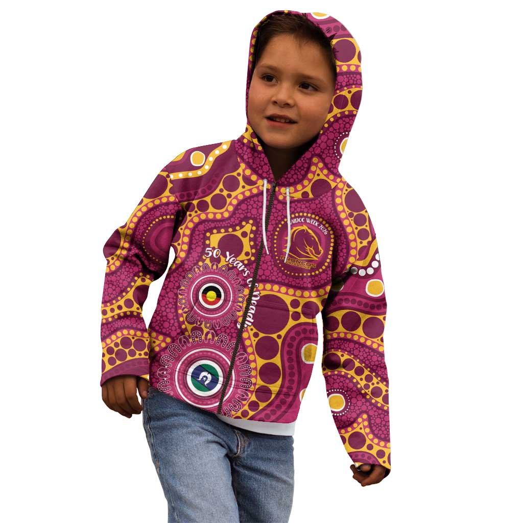 Broncos NAIDOC Week 2026 Personalised Kid Hoodie 50 Years of Deadly Aboriginal Art