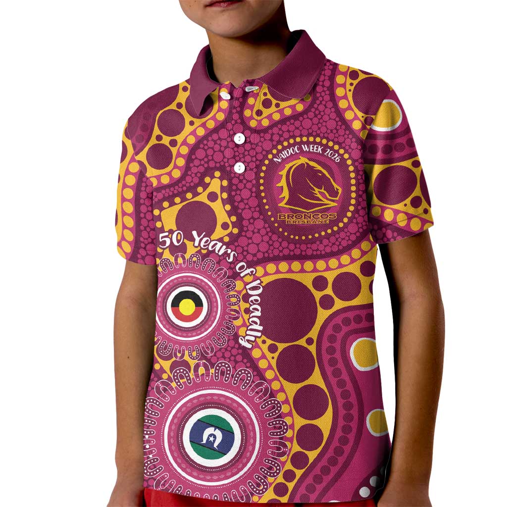 Broncos NAIDOC Week 2026 Personalised Kid Polo Shirt 50 Years of Deadly Aboriginal Art