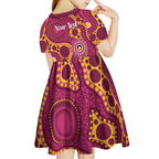 Broncos NAIDOC Week 2026 Personalised Kid Short Sleeve Dress 50 Years of Deadly Aboriginal Art