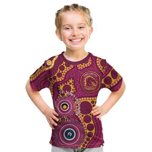 Broncos NAIDOC Week 2026 Personalised Kid T Shirt 50 Years of Deadly Aboriginal Art