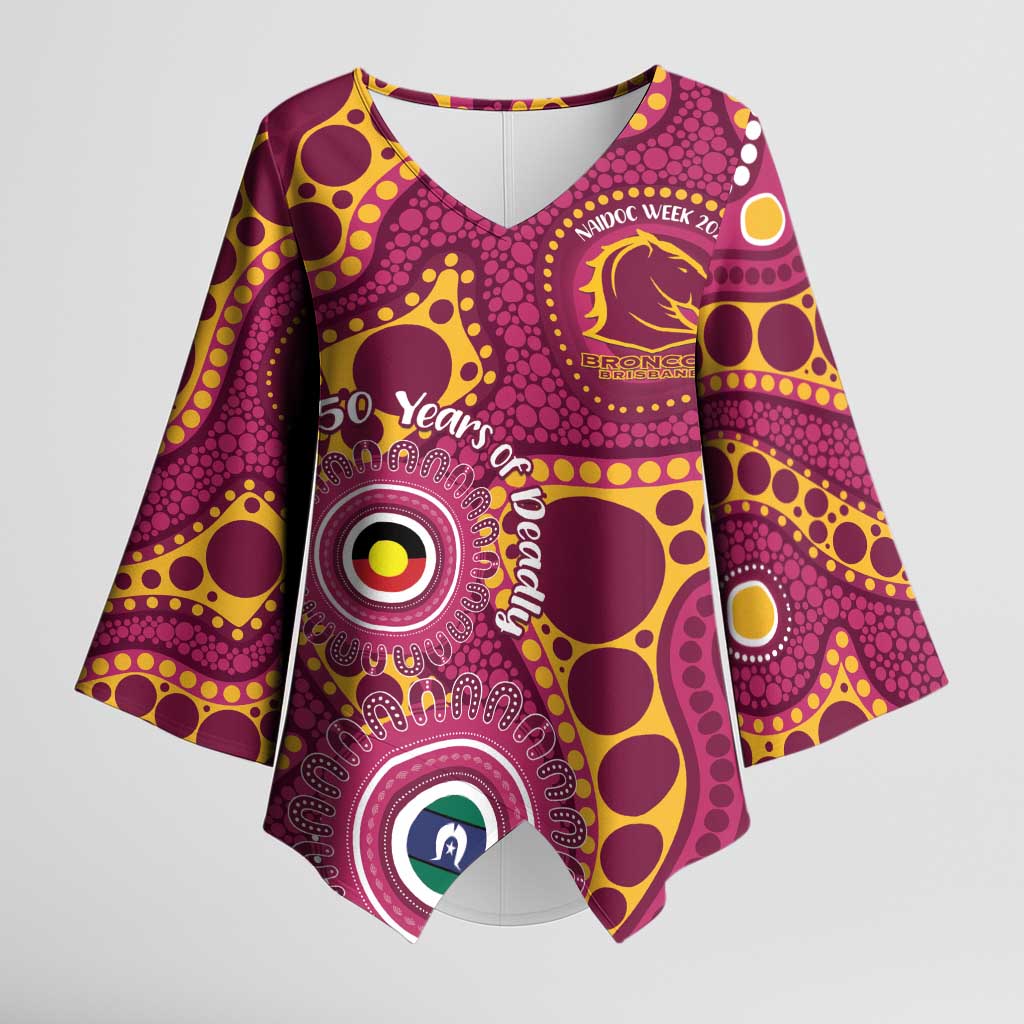 Broncos NAIDOC Week 2026 Personalised Kimono Sleeve Blouse 50 Years of Deadly Aboriginal Art
