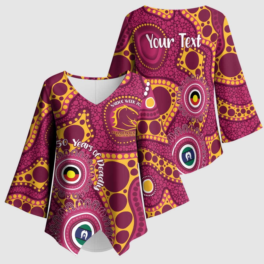 Broncos NAIDOC Week 2026 Personalised Kimono Sleeve Blouse 50 Years of Deadly Aboriginal Art