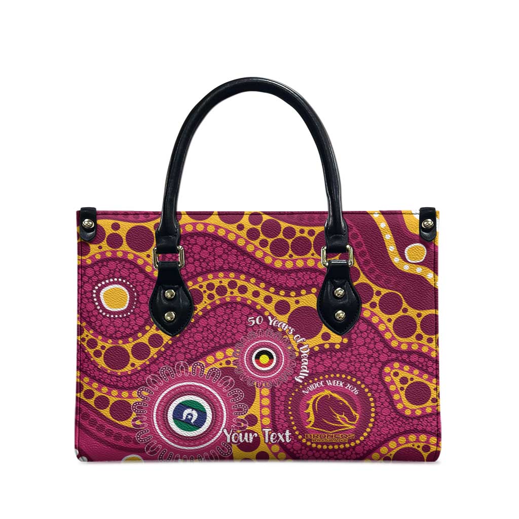 Broncos NAIDOC Week 2026 Personalised Leather Bag 50 Years of Deadly Aboriginal Art