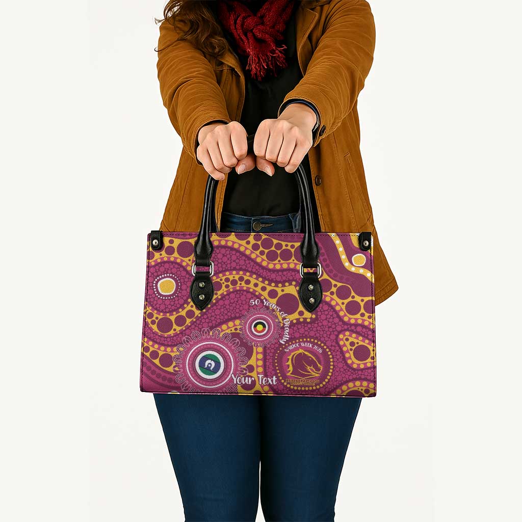 Broncos NAIDOC Week 2026 Personalised Leather Bag 50 Years of Deadly Aboriginal Art