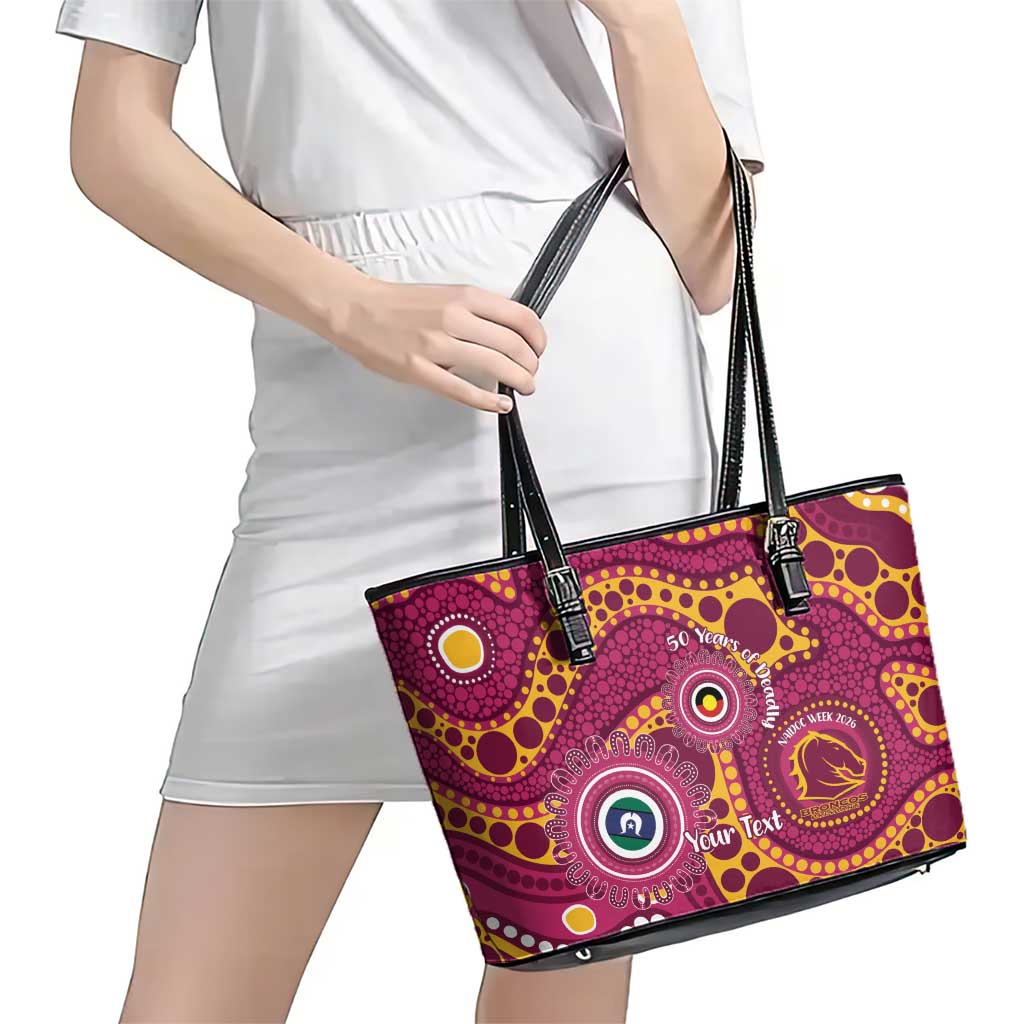 Broncos NAIDOC Week 2026 Personalised Leather Tote Bag 50 Years of Deadly Aboriginal Art