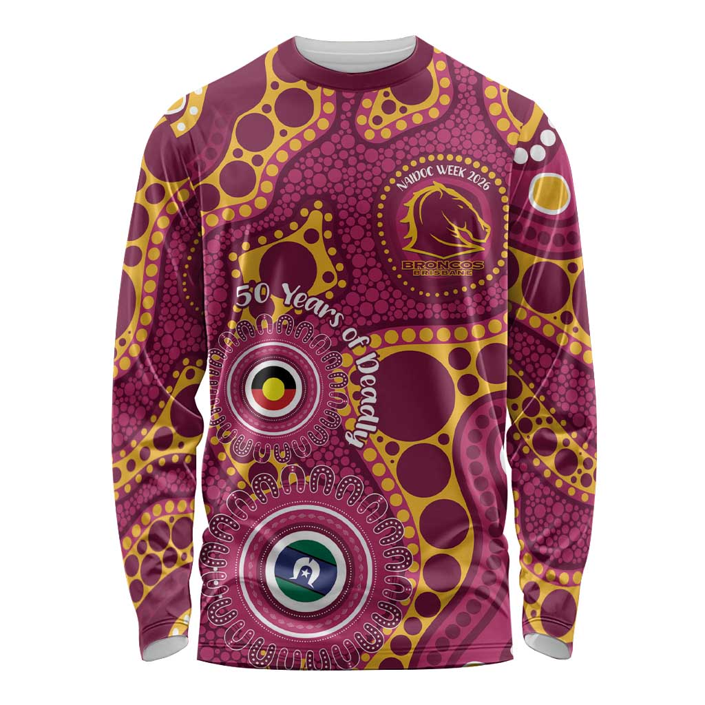 Broncos NAIDOC Week 2026 Personalised Long Sleeve Shirt 50 Years of Deadly Aboriginal Art