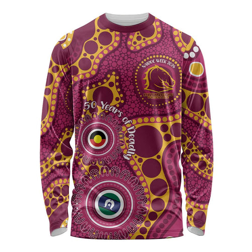 Broncos NAIDOC Week 2026 Personalised Long Sleeve Shirt 50 Years of Deadly Aboriginal Art