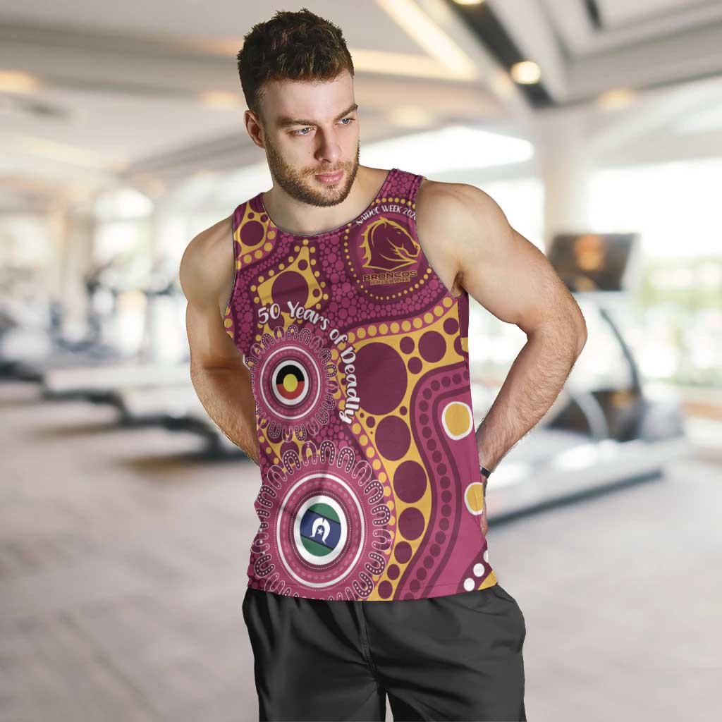 Broncos NAIDOC Week 2026 Personalised Men Tank Top 50 Years of Deadly Aboriginal Art