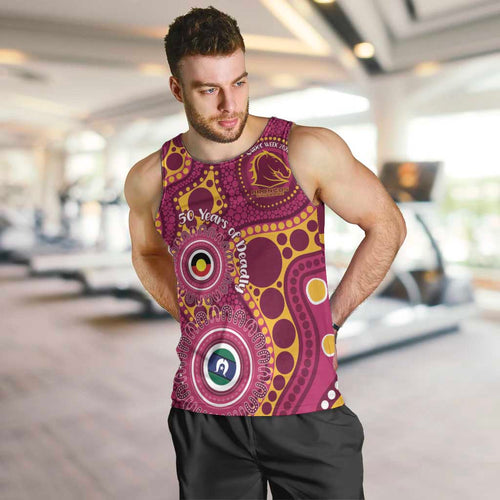 Broncos NAIDOC Week 2026 Personalised Men Tank Top 50 Years of Deadly Aboriginal Art