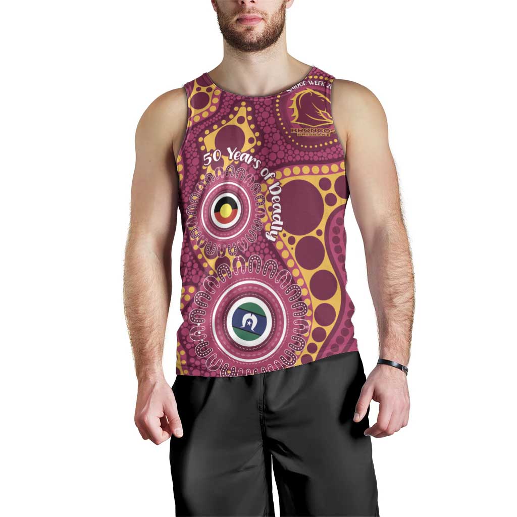 Broncos NAIDOC Week 2026 Personalised Men Tank Top 50 Years of Deadly Aboriginal Art