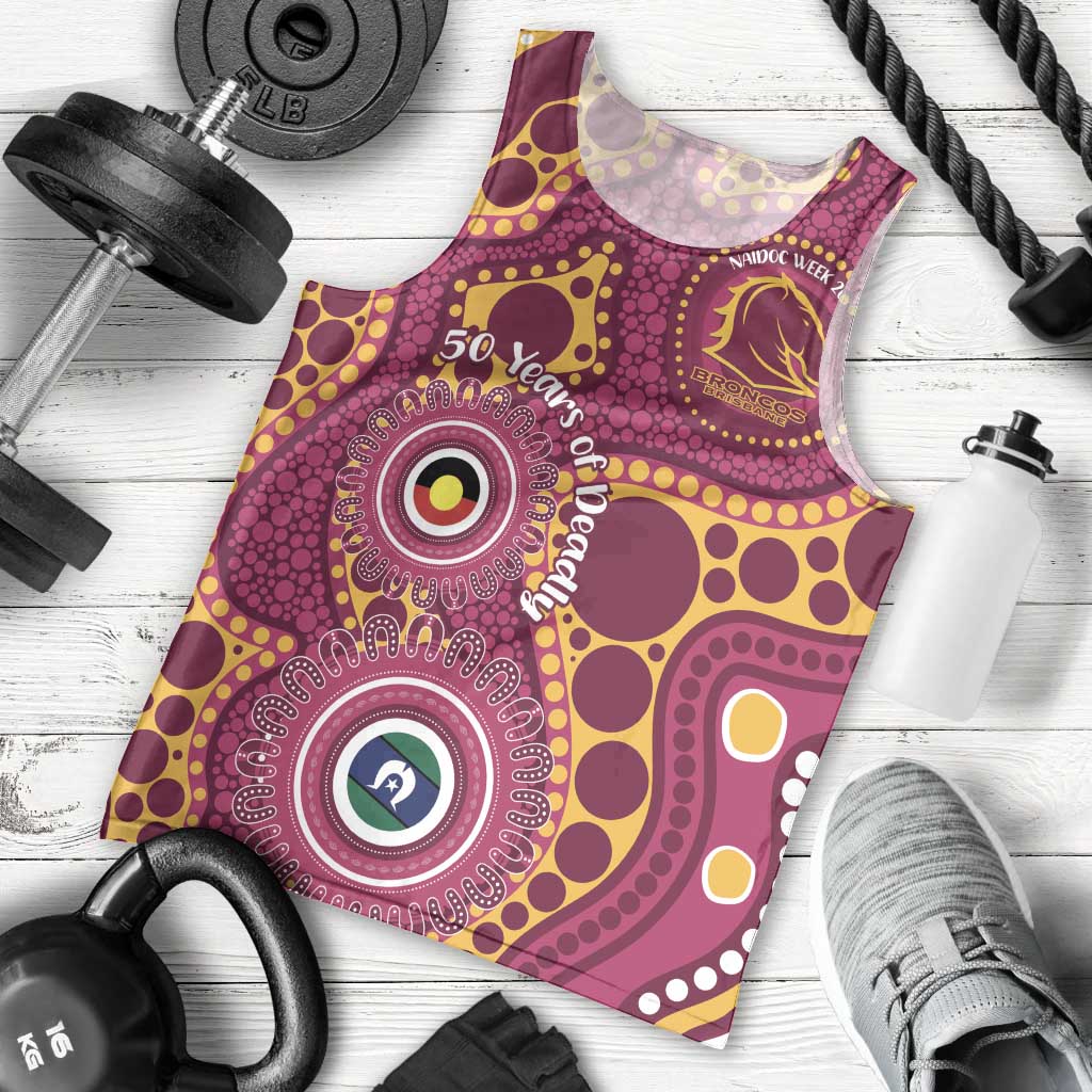 Broncos NAIDOC Week 2026 Personalised Men Tank Top 50 Years of Deadly Aboriginal Art