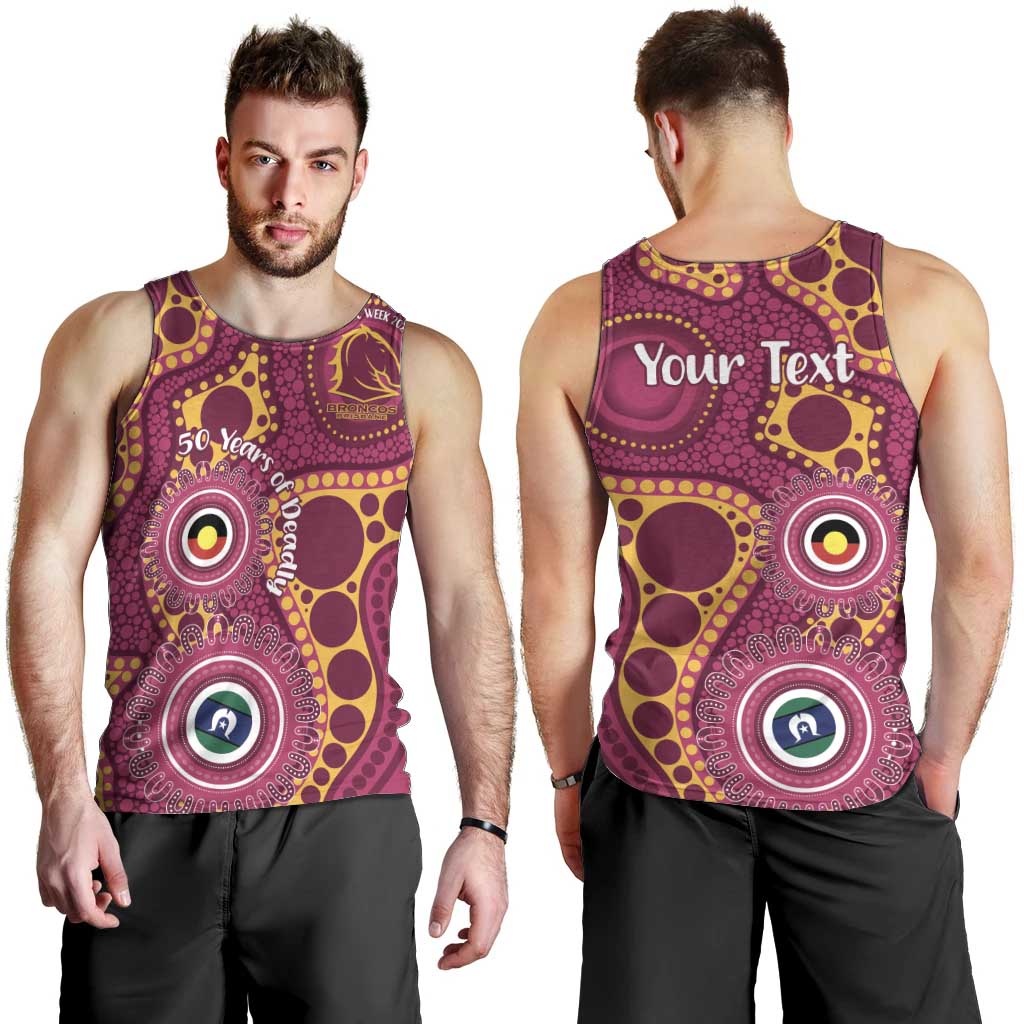 Broncos NAIDOC Week 2026 Personalised Men Tank Top 50 Years of Deadly Aboriginal Art