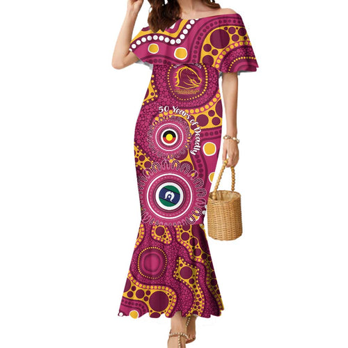 Broncos NAIDOC Week 2026 Personalised Mermaid Dress 50 Years of Deadly Aboriginal Art