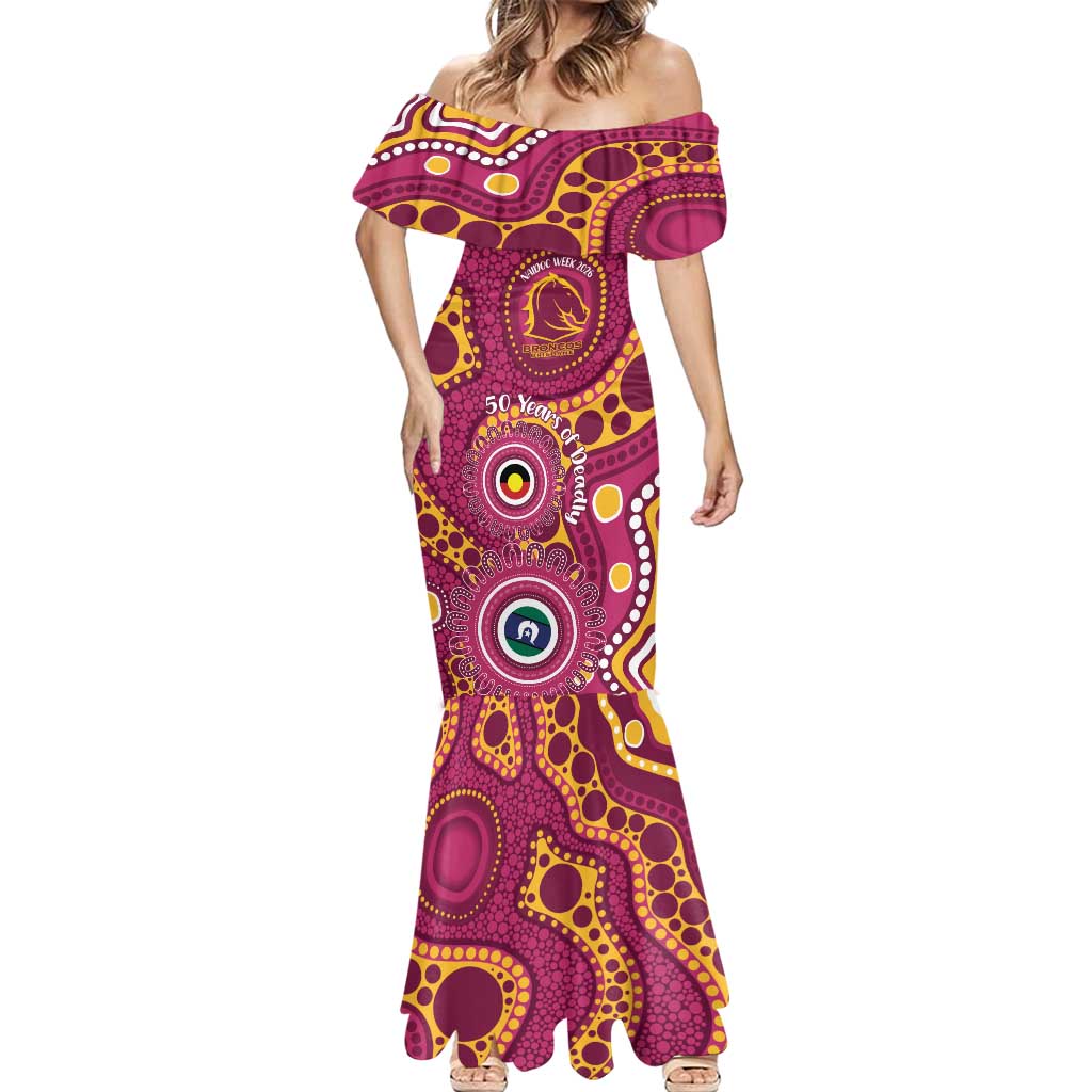 Broncos NAIDOC Week 2026 Personalised Mermaid Dress 50 Years of Deadly Aboriginal Art