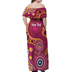 Broncos NAIDOC Week 2026 Personalised Off Shoulder Maxi Dress 50 Years of Deadly Aboriginal Art