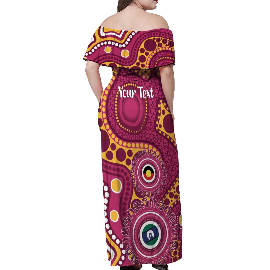 Broncos NAIDOC Week 2026 Personalised Off Shoulder Maxi Dress 50 Years of Deadly Aboriginal Art